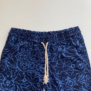 ROXY Linen Blend Blue Print Pants